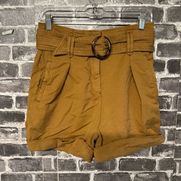 Sezane ROME NEW SHORTS Caramel brown paperbag belted waist - Picture 2 of 12
